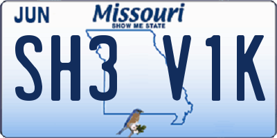 MO license plate SH3V1K