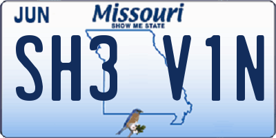 MO license plate SH3V1N