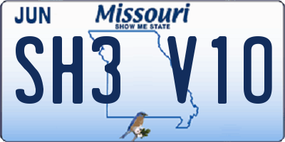 MO license plate SH3V1O