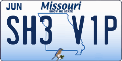 MO license plate SH3V1P