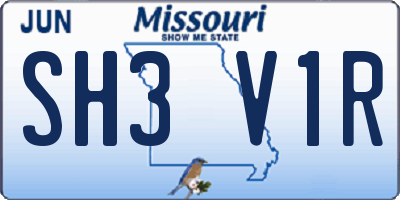MO license plate SH3V1R
