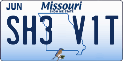 MO license plate SH3V1T