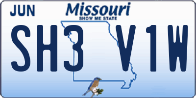 MO license plate SH3V1W