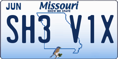 MO license plate SH3V1X