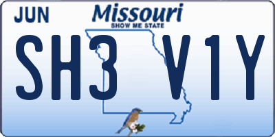 MO license plate SH3V1Y