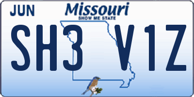 MO license plate SH3V1Z