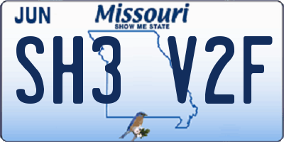 MO license plate SH3V2F
