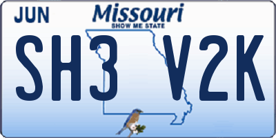 MO license plate SH3V2K