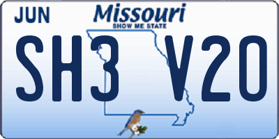 MO license plate SH3V2O