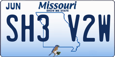 MO license plate SH3V2W
