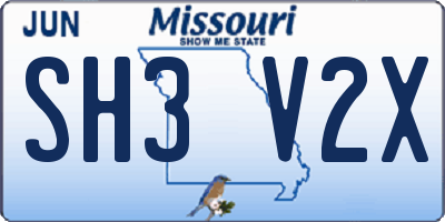MO license plate SH3V2X