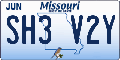 MO license plate SH3V2Y