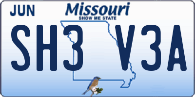 MO license plate SH3V3A