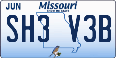 MO license plate SH3V3B