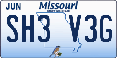 MO license plate SH3V3G