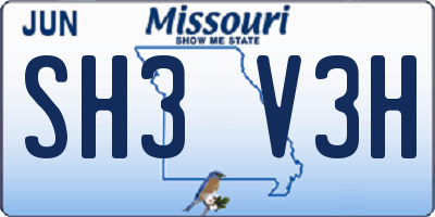 MO license plate SH3V3H