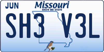 MO license plate SH3V3L