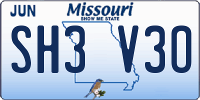 MO license plate SH3V3O