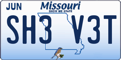 MO license plate SH3V3T