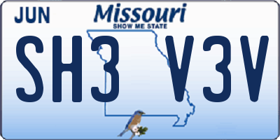 MO license plate SH3V3V