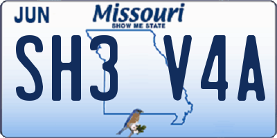 MO license plate SH3V4A