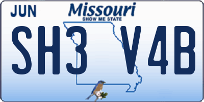 MO license plate SH3V4B