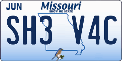 MO license plate SH3V4C