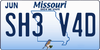 MO license plate SH3V4D