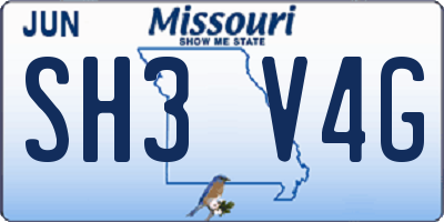 MO license plate SH3V4G