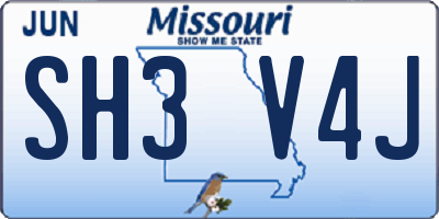 MO license plate SH3V4J
