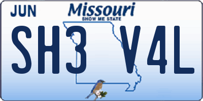 MO license plate SH3V4L