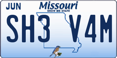 MO license plate SH3V4M