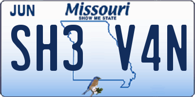MO license plate SH3V4N