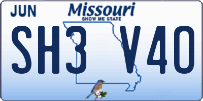 MO license plate SH3V4O