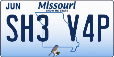 MO license plate SH3V4P