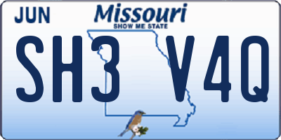 MO license plate SH3V4Q