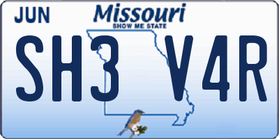 MO license plate SH3V4R