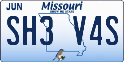 MO license plate SH3V4S