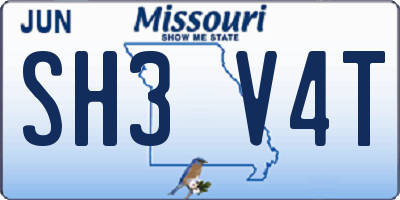 MO license plate SH3V4T
