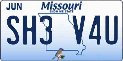 MO license plate SH3V4U