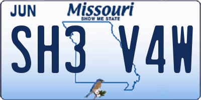 MO license plate SH3V4W