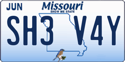 MO license plate SH3V4Y