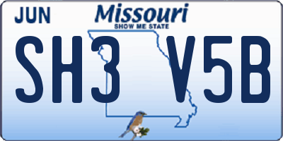 MO license plate SH3V5B