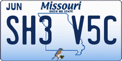 MO license plate SH3V5C