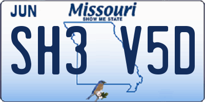 MO license plate SH3V5D