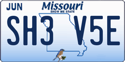 MO license plate SH3V5E