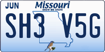 MO license plate SH3V5G