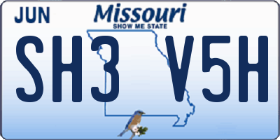 MO license plate SH3V5H
