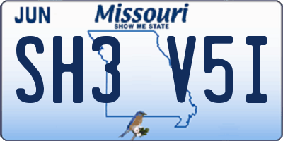 MO license plate SH3V5I