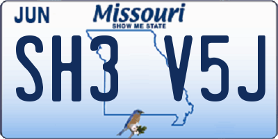MO license plate SH3V5J
